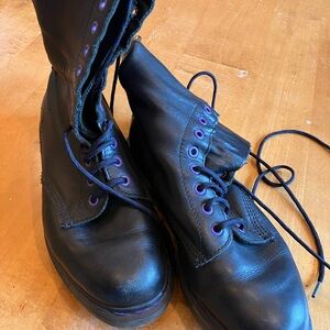 Dr. Martens Black Lace Up Boots with Purple Accents